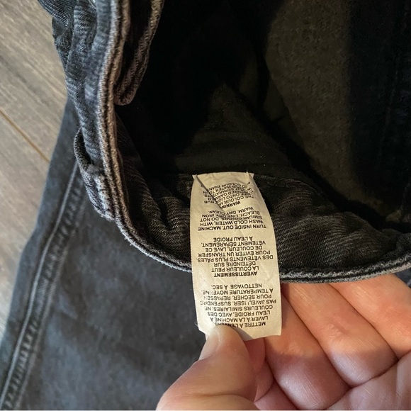 Garage Denim jeans baggy wide leg raw hem black wash mom fit style high waisted - Picture 6 of 6